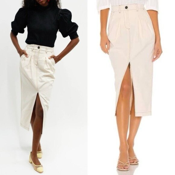 NWOT Mara Hoffman Florence Natural White Cotton Pencil Skirt Size 2 - Picture 3 of 12